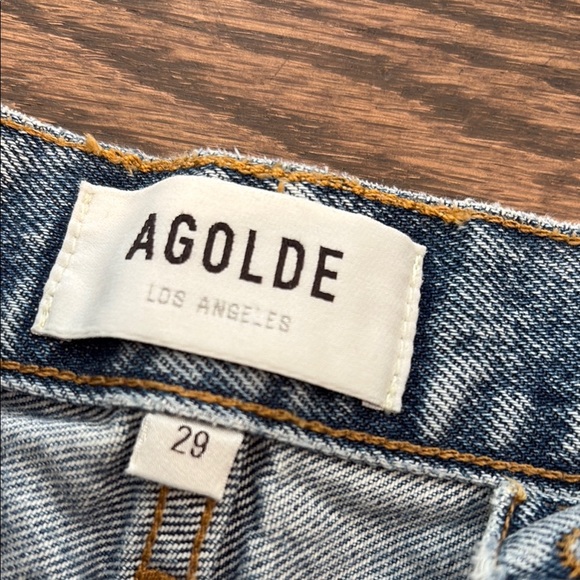 Agolde Blue Relaxed Jeans with Vintage Distressing - Picture 2 of 3